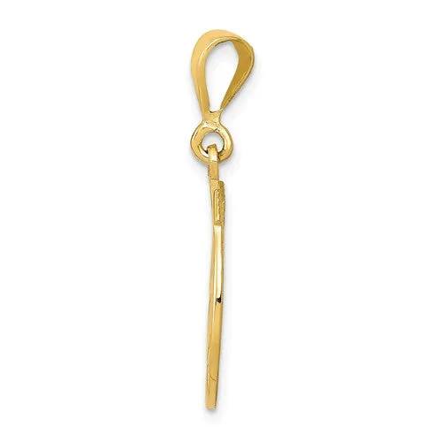 Glossy 4-Leaf Clover Horseshoe Frame Pendant (14K)