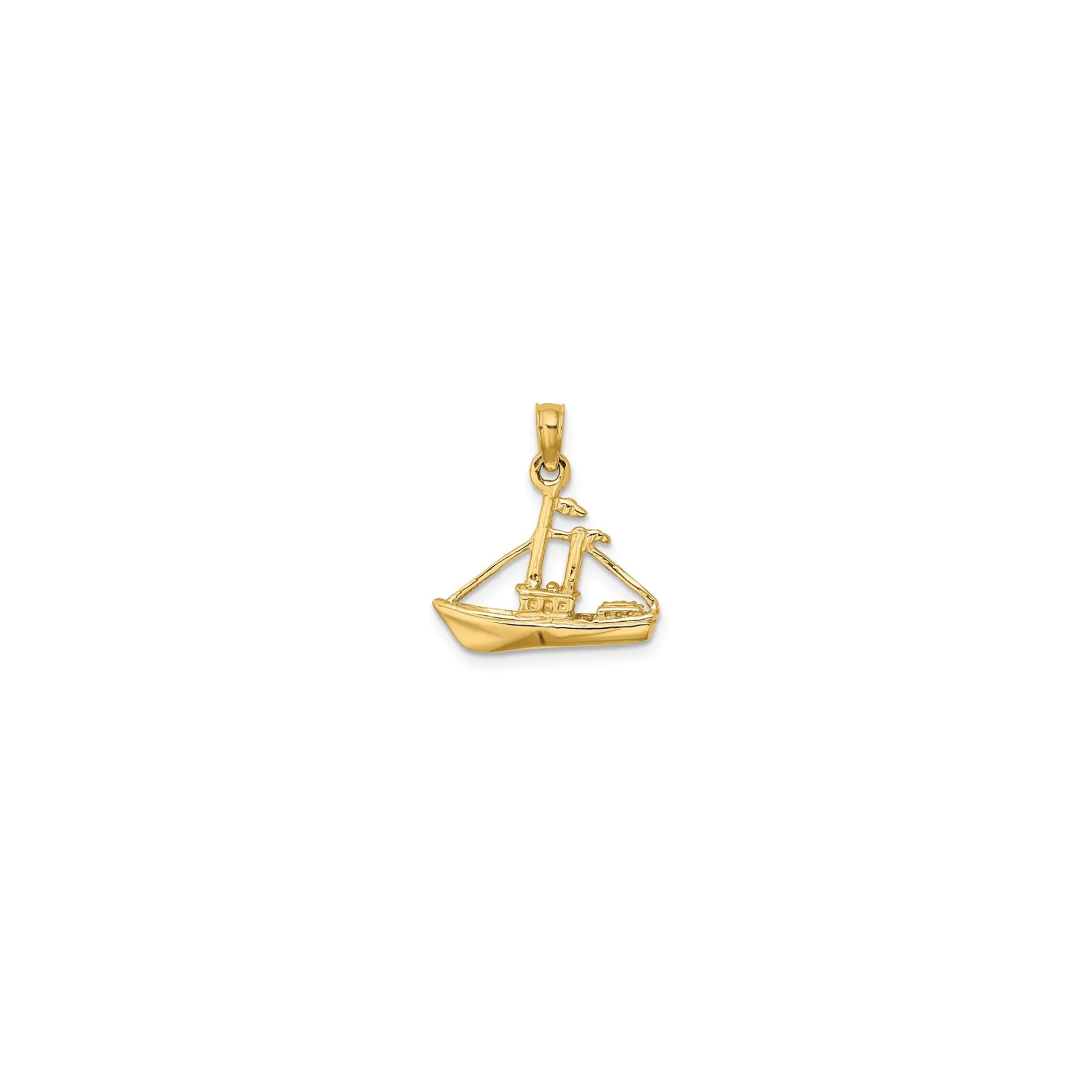 Glossy Cargo Ship Pendant (14K)