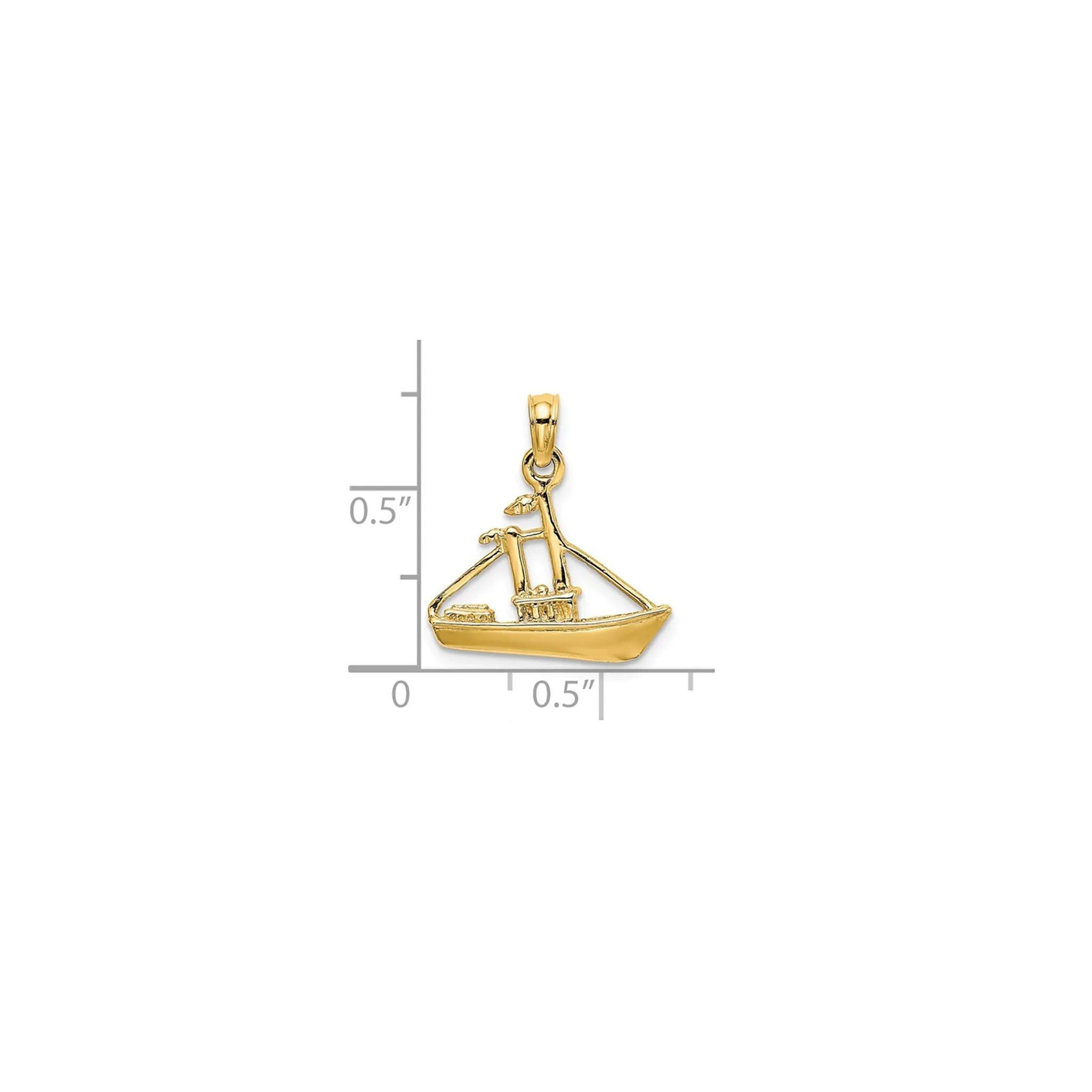 Glossy Cargo Ship Pendant (14K)