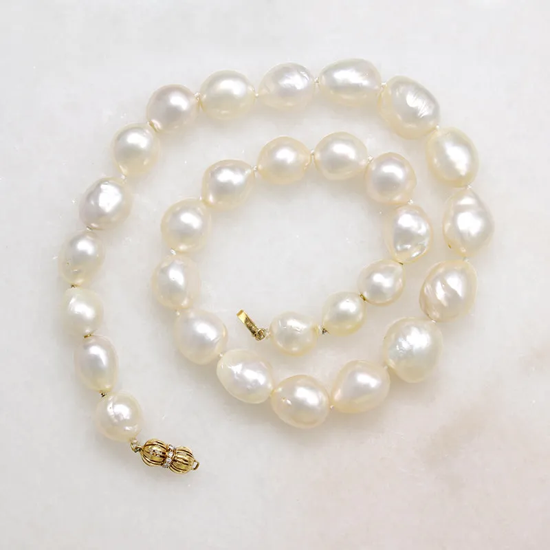 Glossy South Sea Baroque Pearls with Precious Clasp