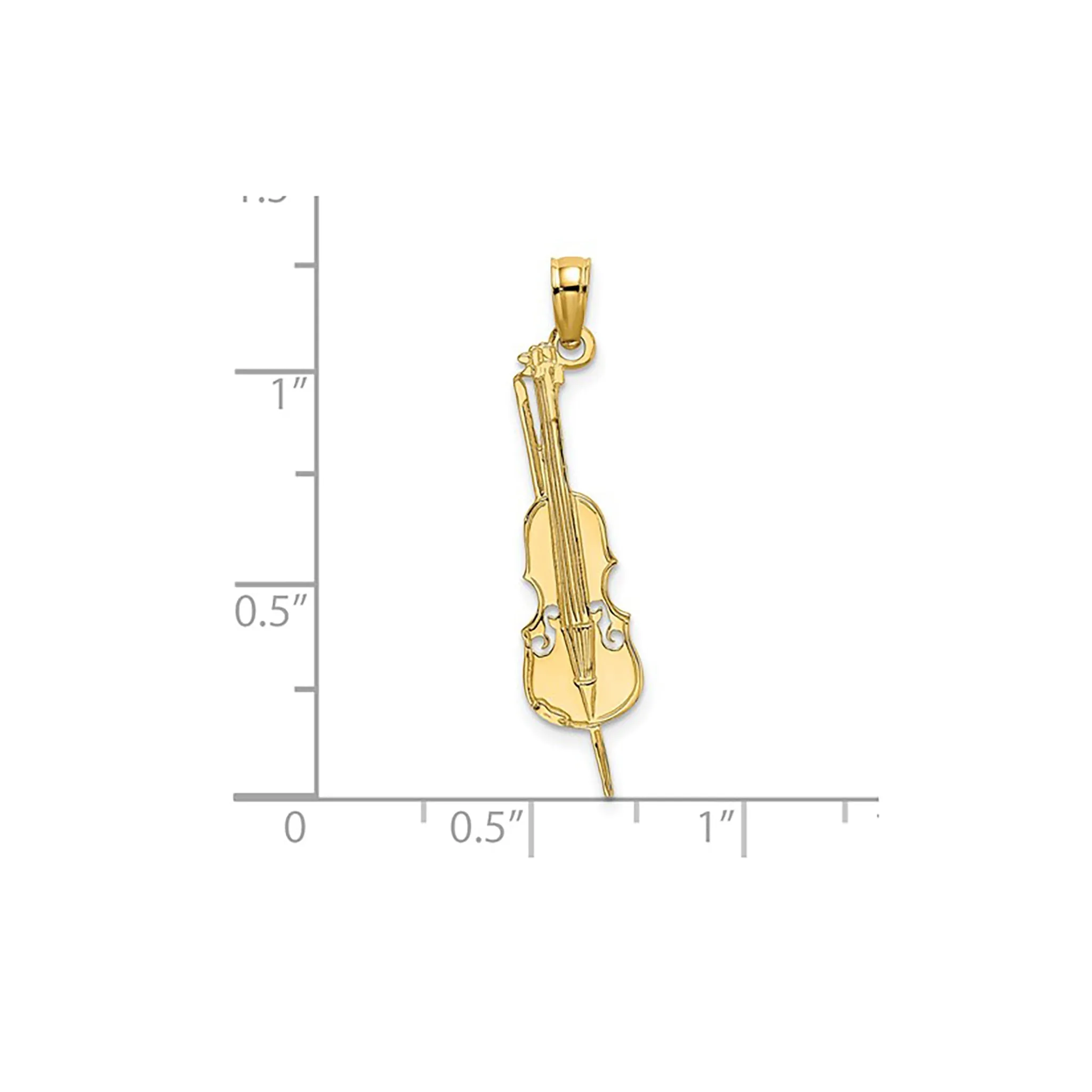 Glossy Texture Upright Bass Pendant (14K)