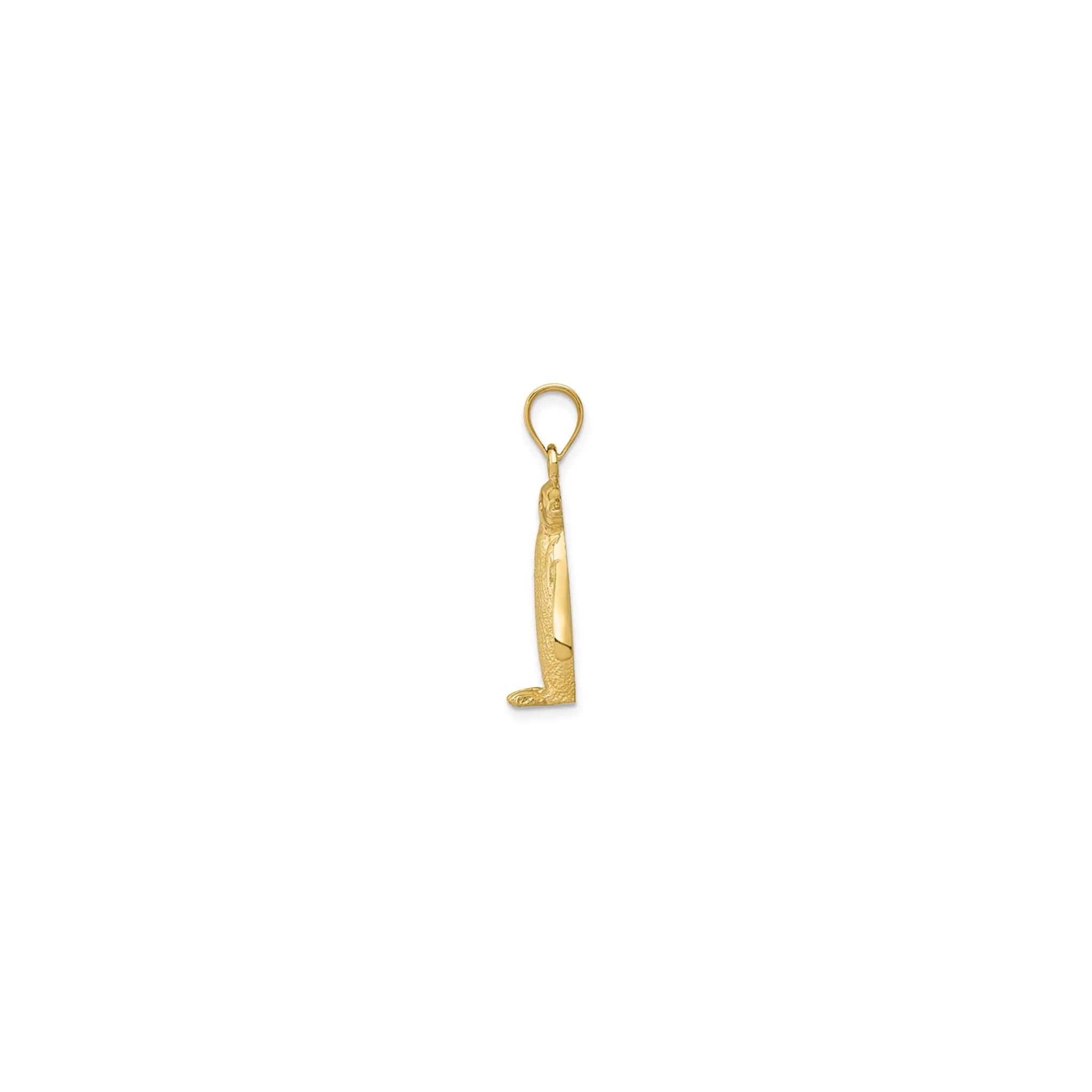 Glossy Textured Penguin Pendant (14K)