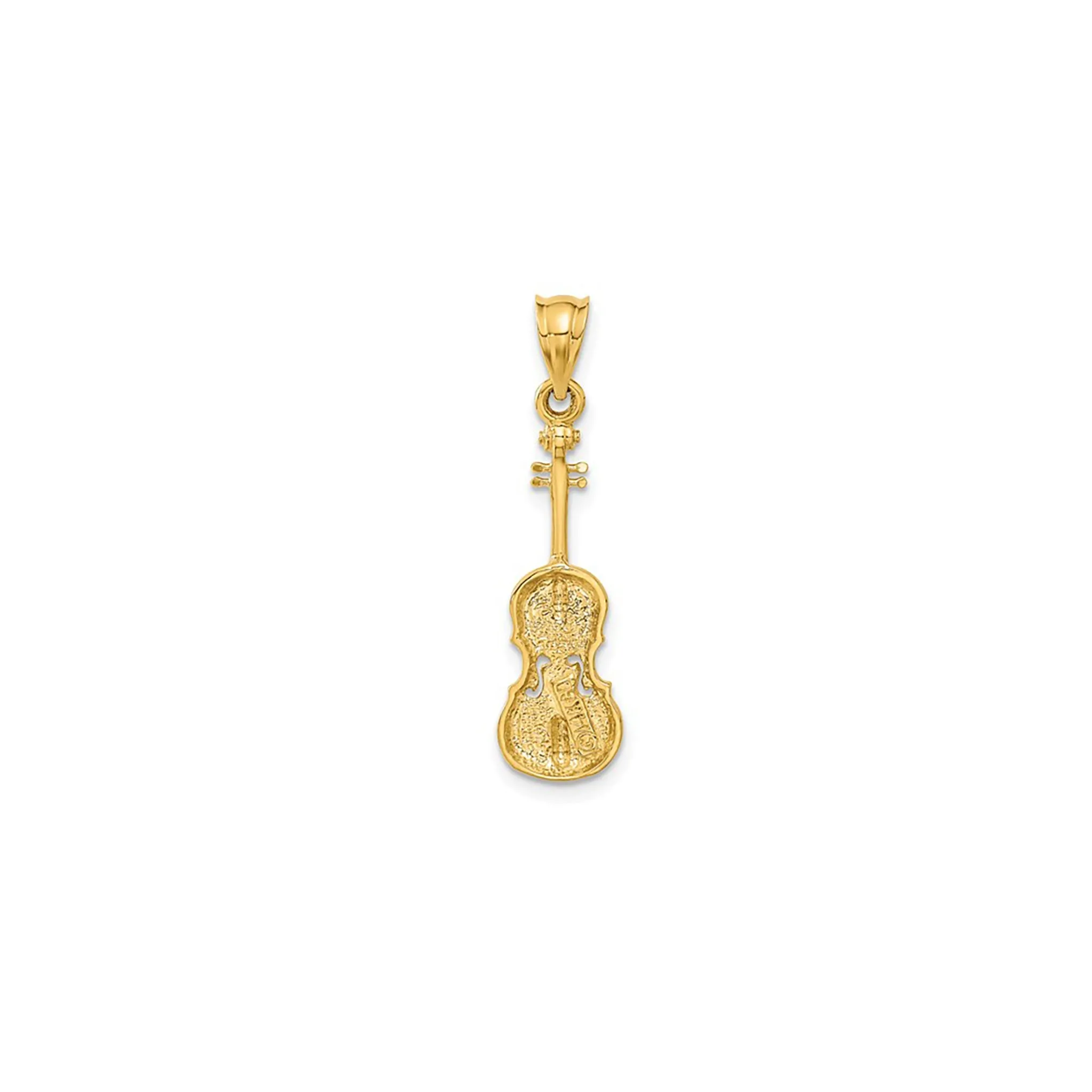Glossy Textured Violin Pendant (14K)