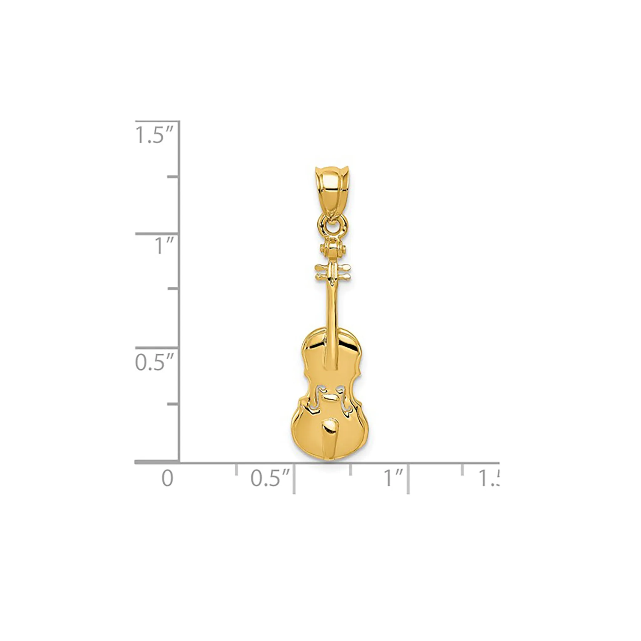 Glossy Textured Violin Pendant (14K)