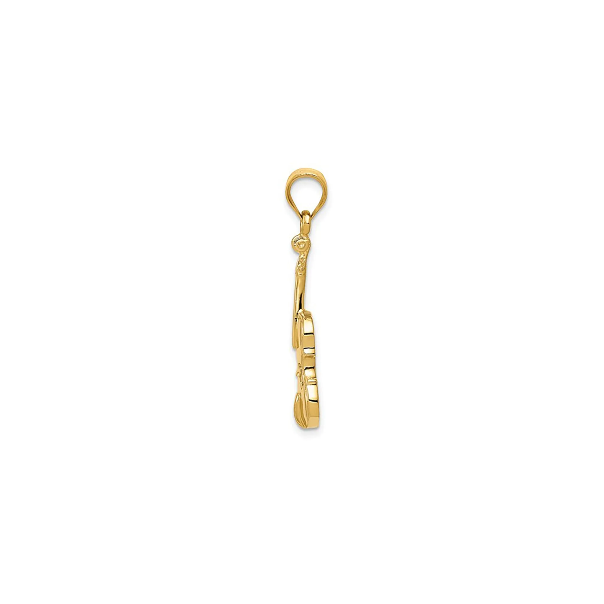 Glossy Textured Violin Pendant (14K)