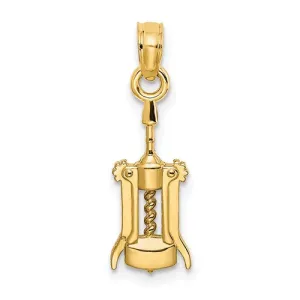 Glossy Textured Wine Opener Pendant (14K)