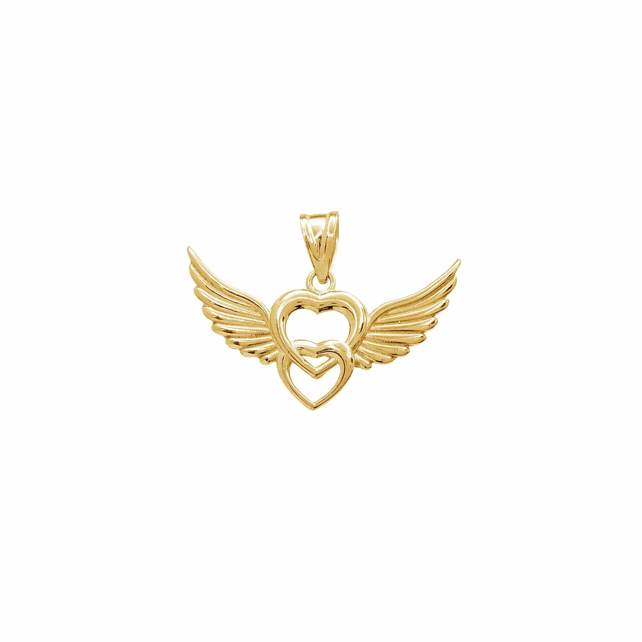 Glossy Winged Hearts Pendant (14K)