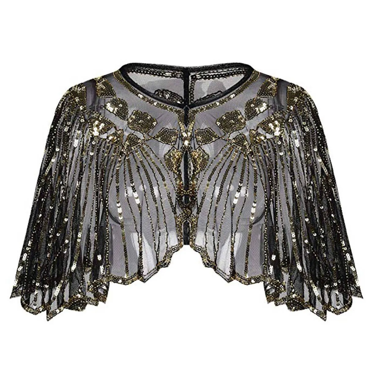 Gold 1920s Shawl Wraps with Gatsby Accessories Set of 5