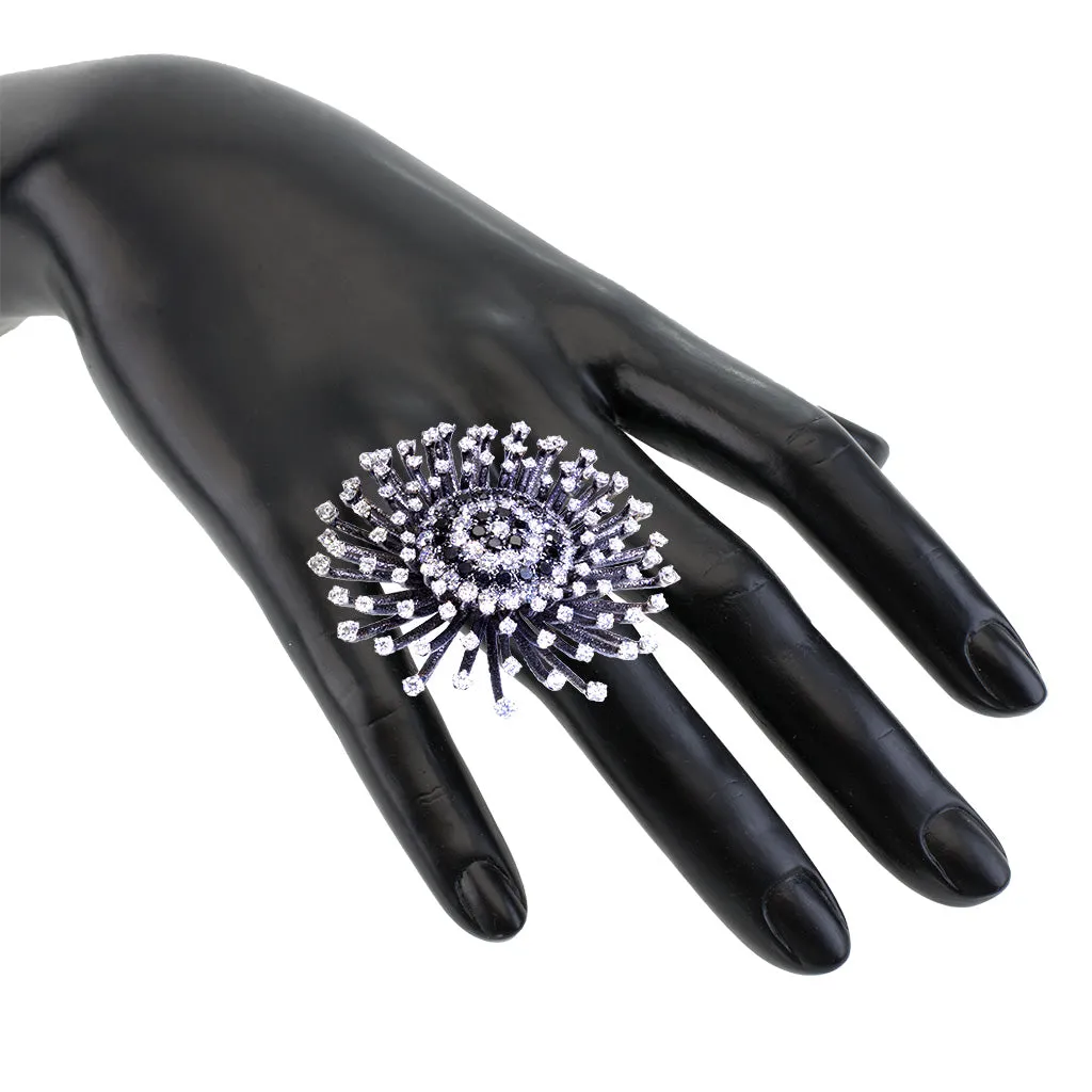 Gold Astra Ring with White & Black Diamonds