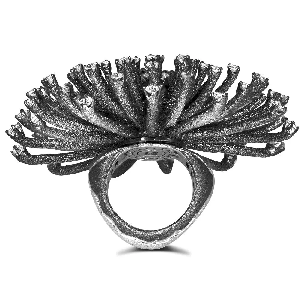 Gold Astra Ring with White & Black Diamonds