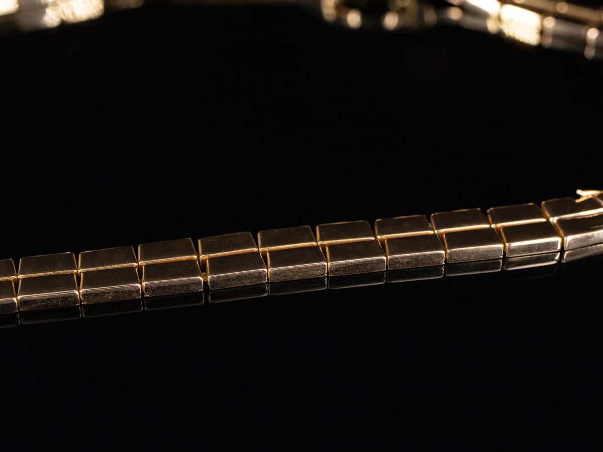 Gold Bar Link Necklace with Diamond Accents in 18K Yellow and White Gold