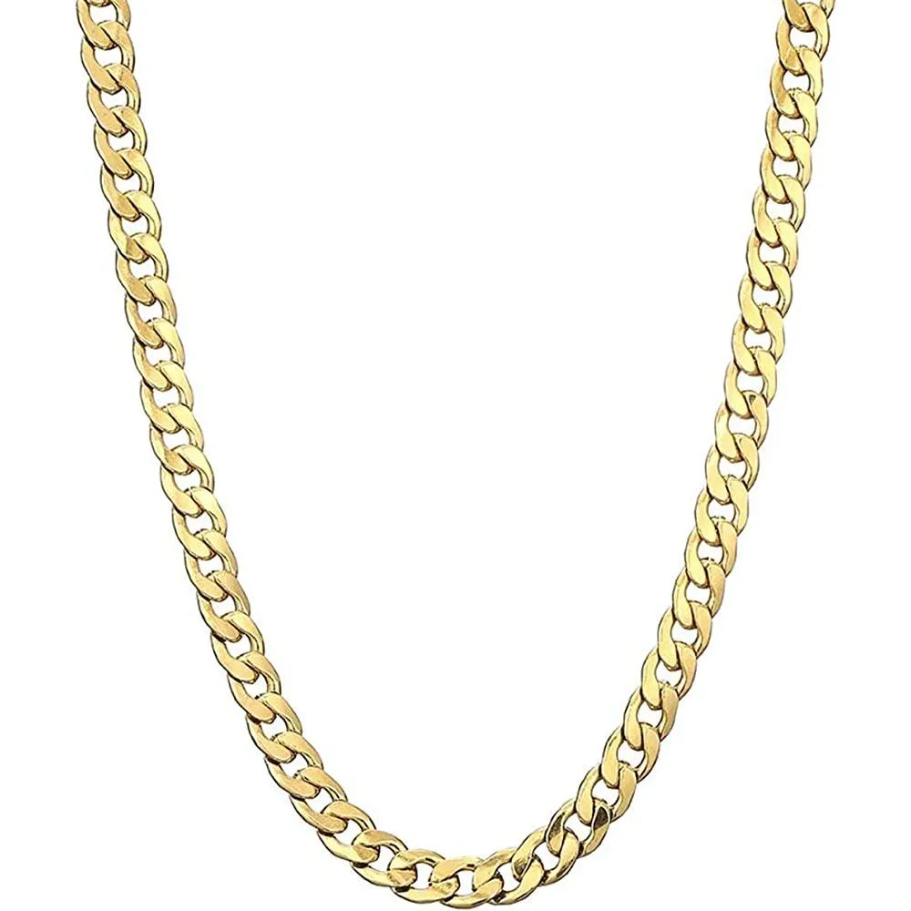 Gold Chain Necklace, 22 Inch Golden Ultra Luxury Looking Feeling Real Solid 14K Gold plated Curb Fake Neck Chain for Party Dancing