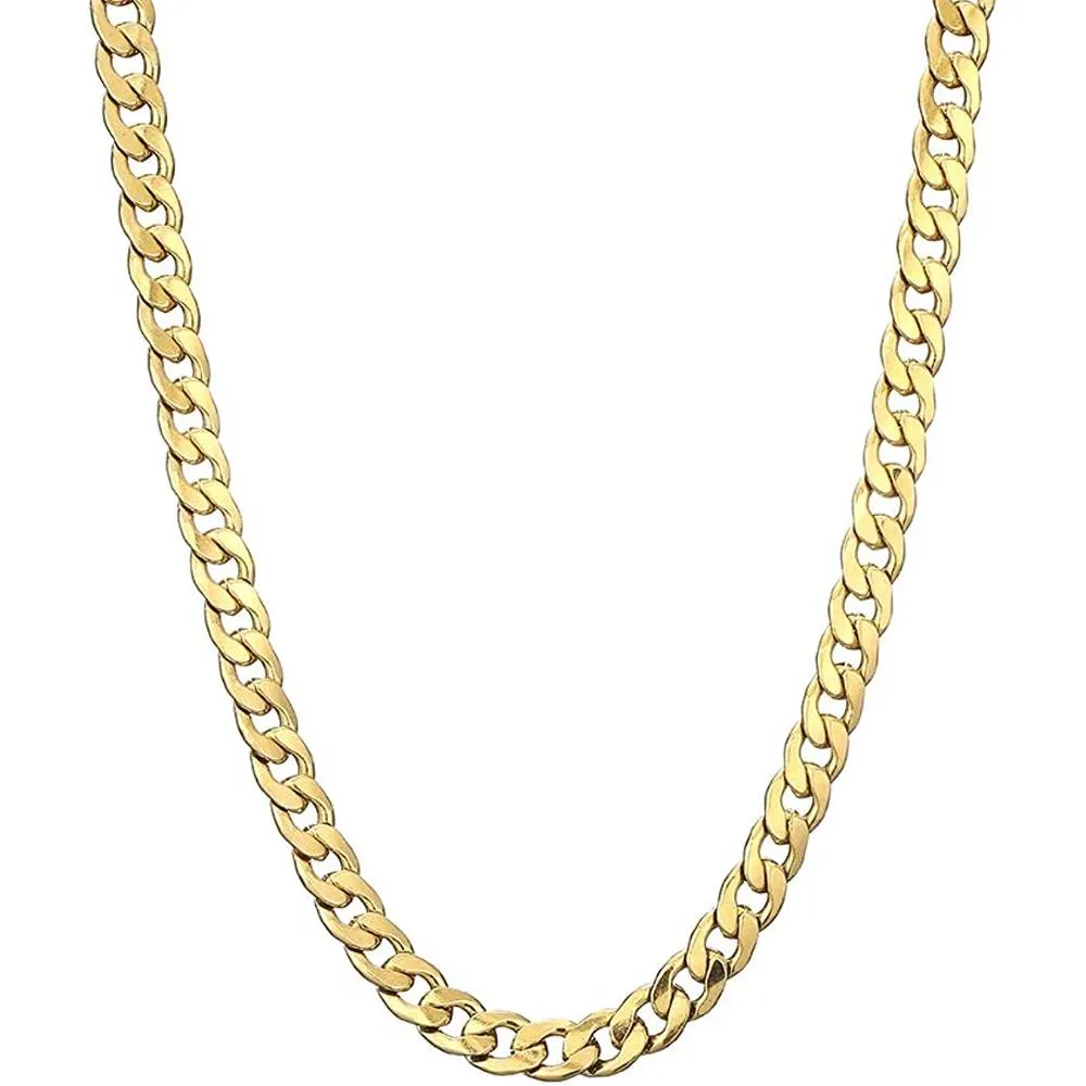 Gold Chain Necklace, 22 Inch Golden Ultra Luxury Looking Feeling Real Solid 14K Gold plated Curb Fake Neck Chain for Party Dancing