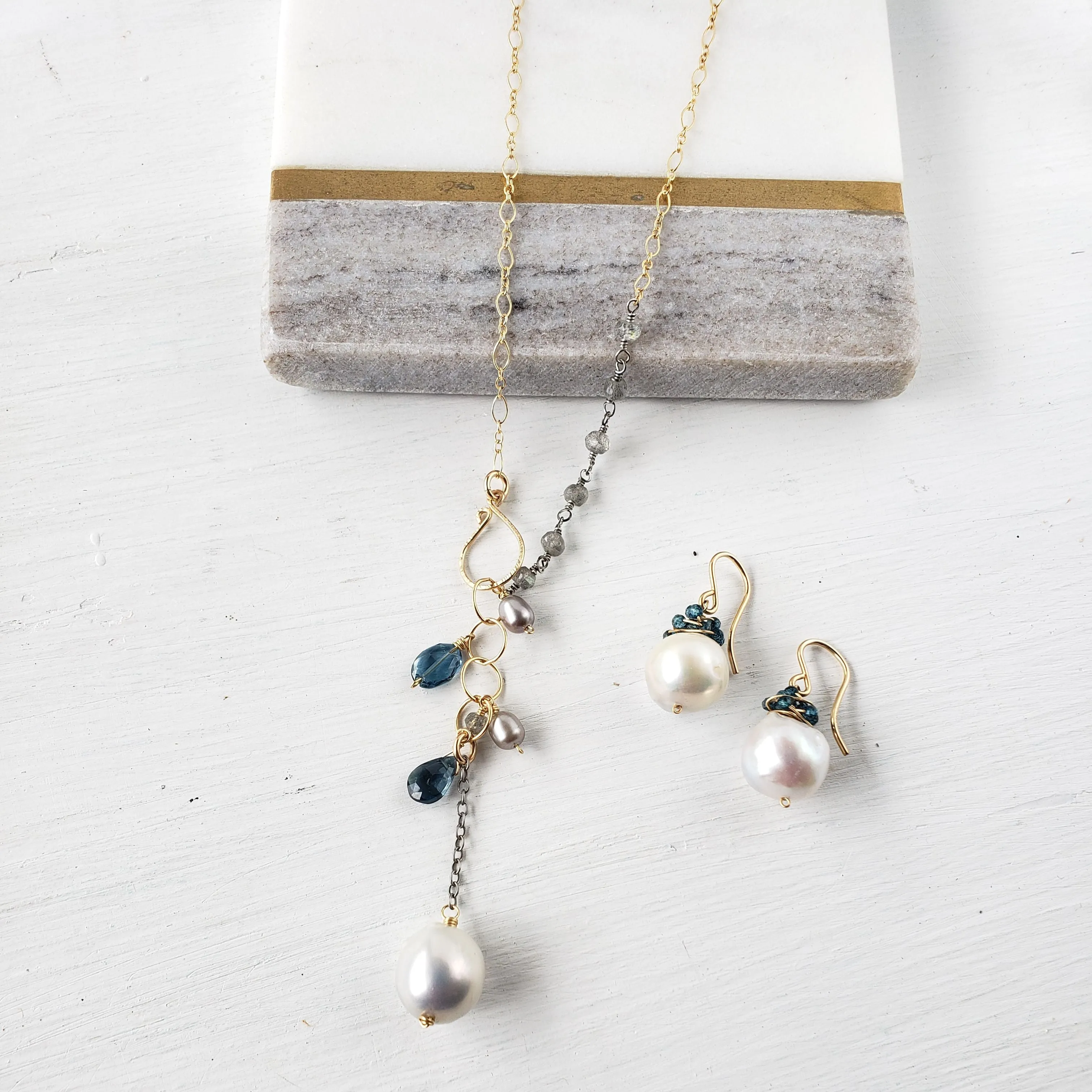 Gold Filled Necklace with Gemstone Accents