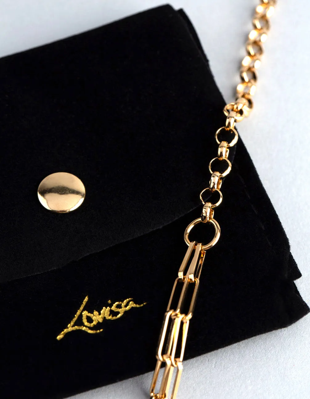 Gold Plated Sterling Silver Half & Half Chain Bracelet