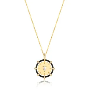 Gold Sparkle Point Medallion Necklace