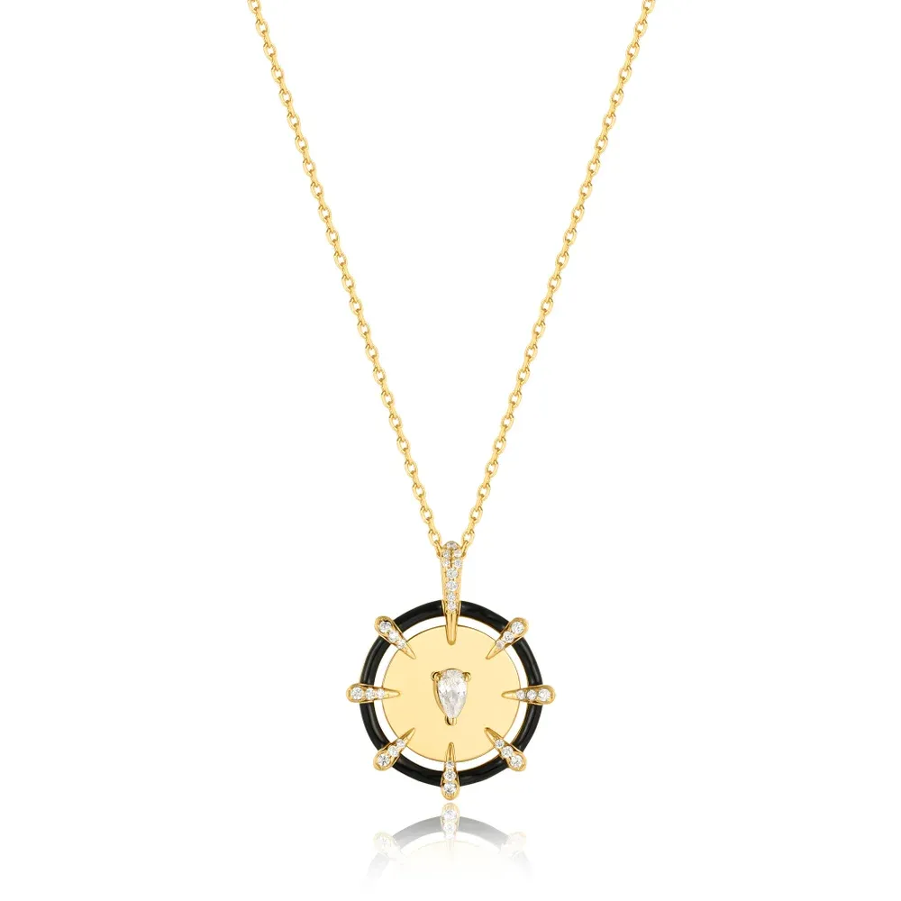 Gold Sparkle Point Medallion Necklace