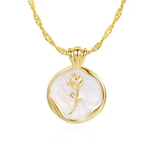 Golden Rose Pendant - 18ct Gold Vermeil Necklace
