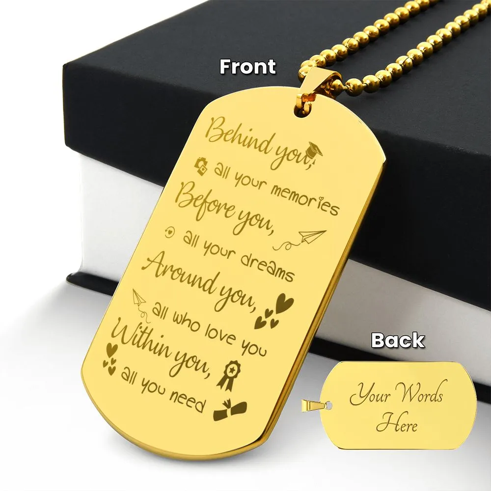 Graduation Gifts for Him, Graduation Dog Tag Necklace