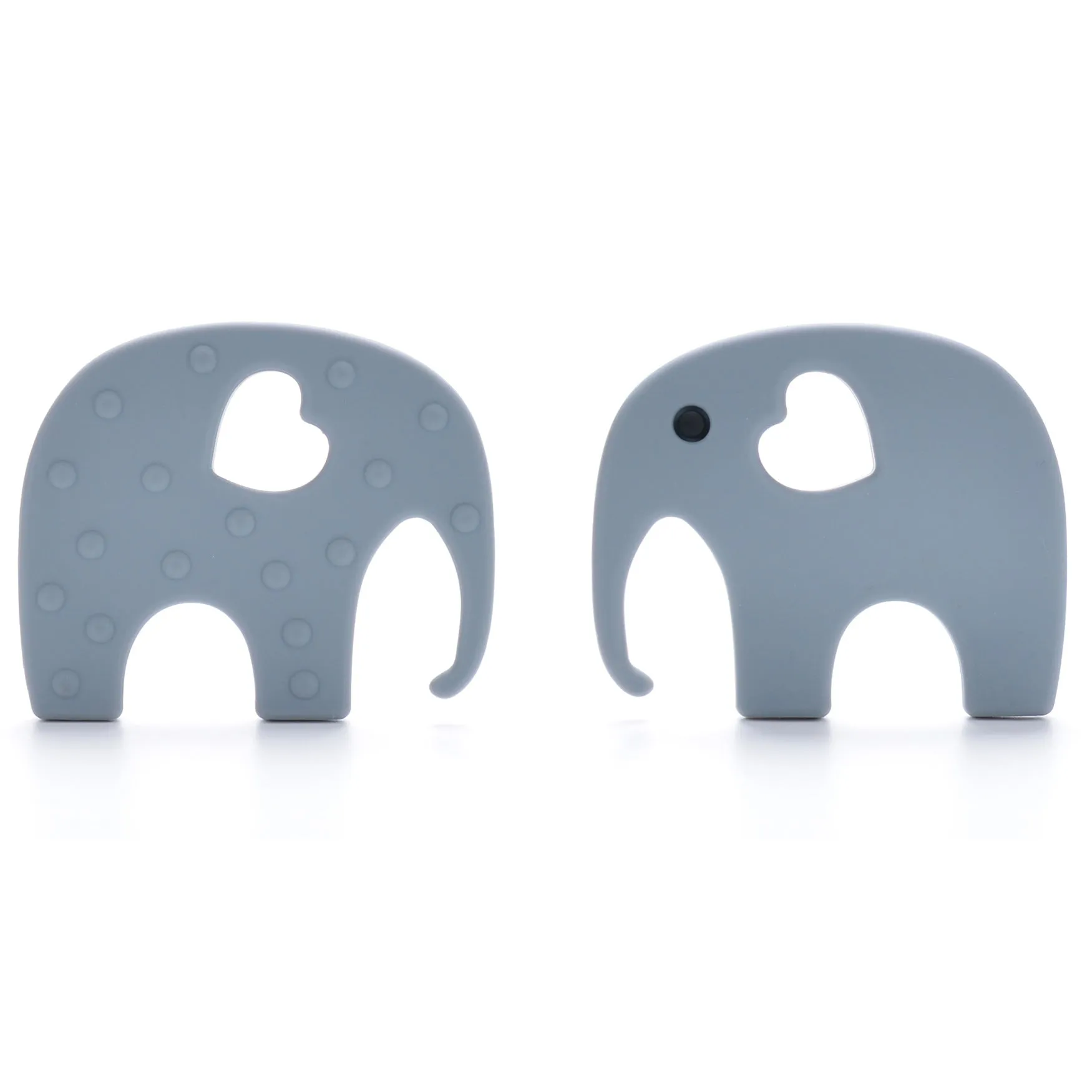 Gray Elephant with Ring and Pink Beads Baby Teether Toy