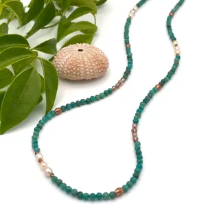 Green Amazonite Gemstone Dainty Bead Necklace