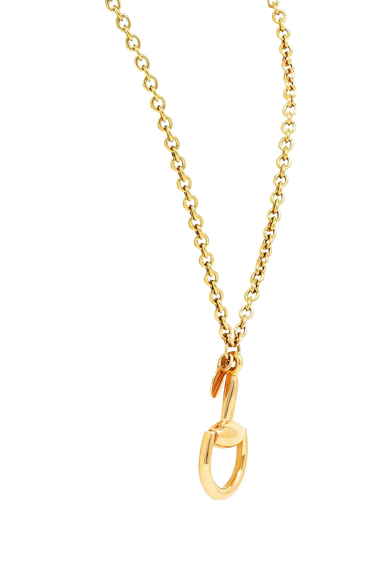 Gucci Contemporary 18 Karat Yellow Gold Horsebit Pendant Necklace