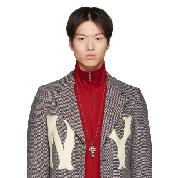 Gucci Enameled Medium Cross Necklace in Gold