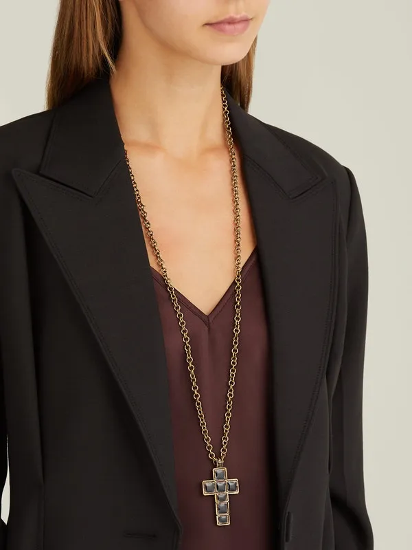 Gucci Enameled Medium Cross Necklace in Gold