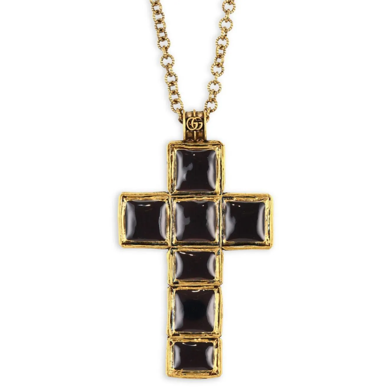 Gucci Enameled Medium Cross Necklace in Gold