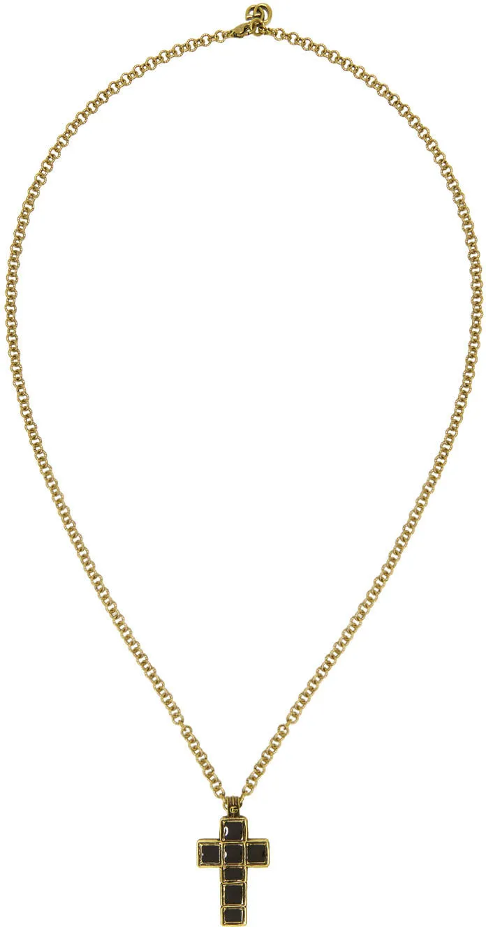 Gucci Enameled Medium Cross Necklace in Gold