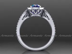 Halo Sapphire and Diamond Wedding Ring