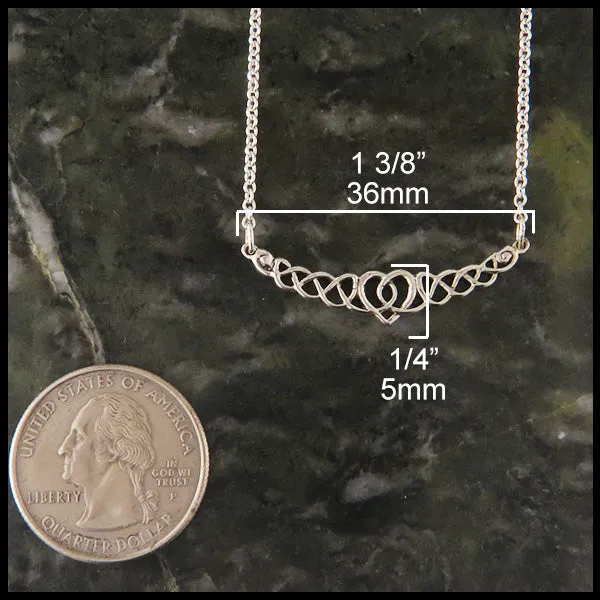 Heart Knot Bar Pendant in Silver