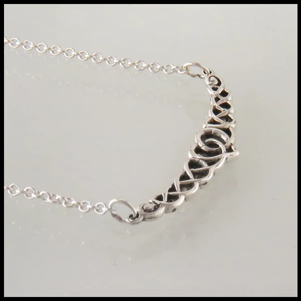 Heart Knot Bar Pendant in Silver