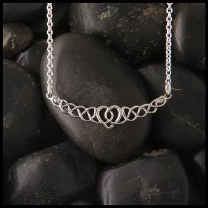 Heart Knot Bar Pendant in Silver