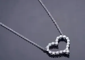 Heart Moissanite Necklace | Heart Shaped S925 Sterling Silver Clavicle Charm Necklace | 3 Sizes Collarbone Necklace