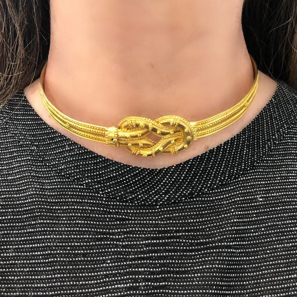Hercules Infinity Knot Chocker Signed Ilias Lalaounis 22 Karat Yellow Gold