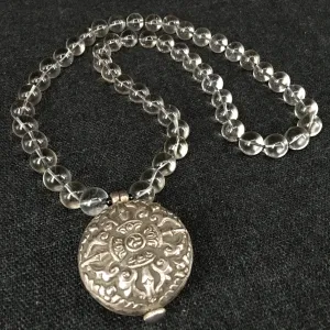 Himalayan Crystal and Silver Pendant Necklace
