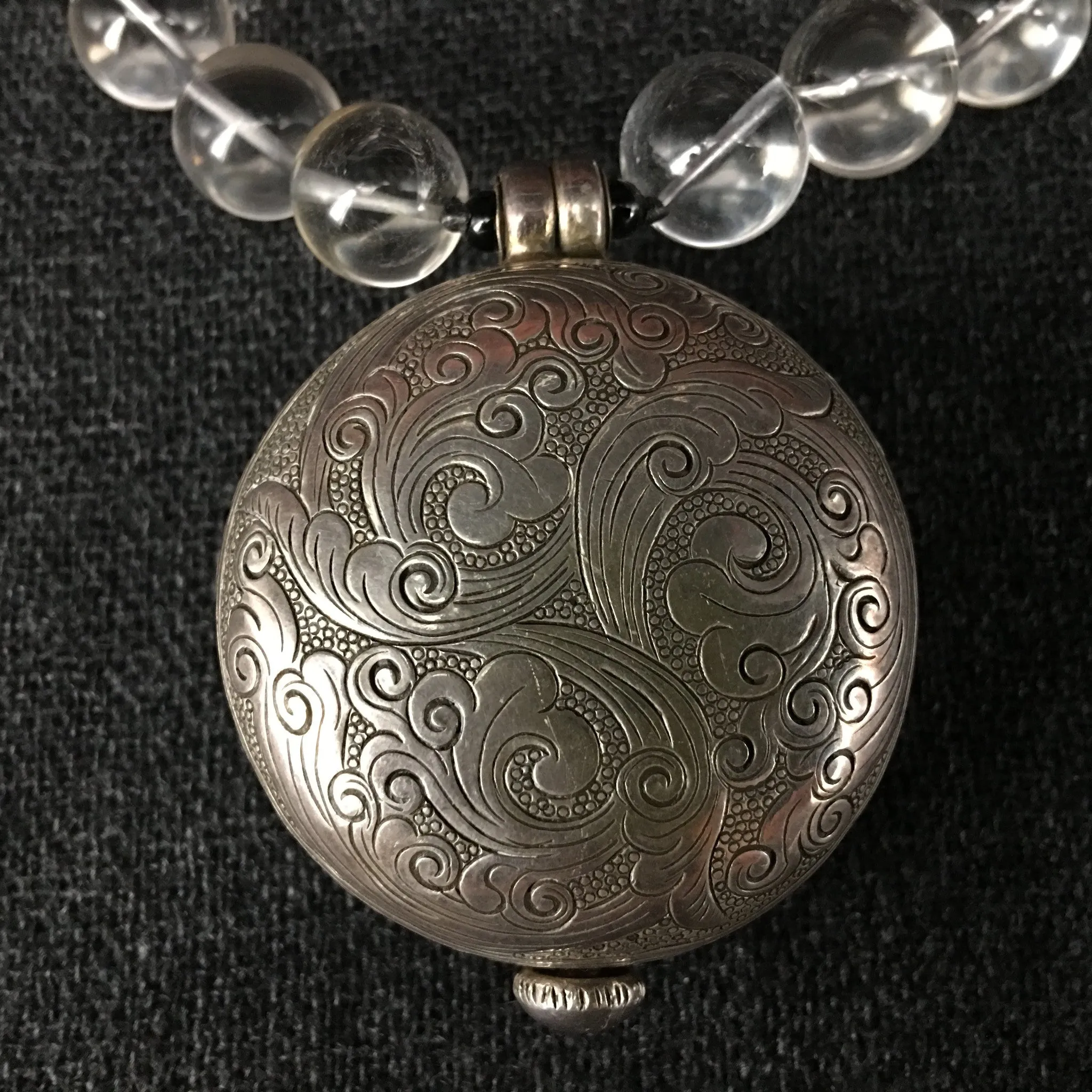 Himalayan Crystal and Silver Pendant Necklace
