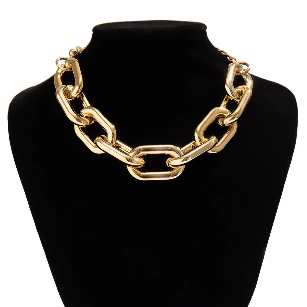 Hip Hop Gold Silver Plated Cable Chain Choker Necklace