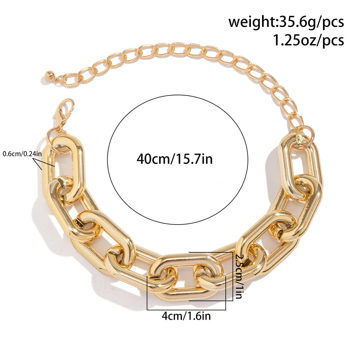 Hip Hop Gold Silver Plated Cable Chain Choker Necklace