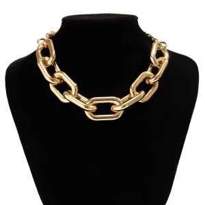 Hip Hop Gold Silver Plated Cable Chain Choker Necklace