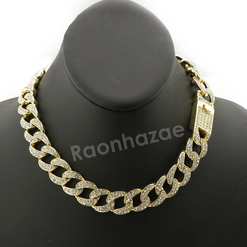 Hip Hop Quavo Shining Cross Miami Cuban Choker Chain Necklace L49