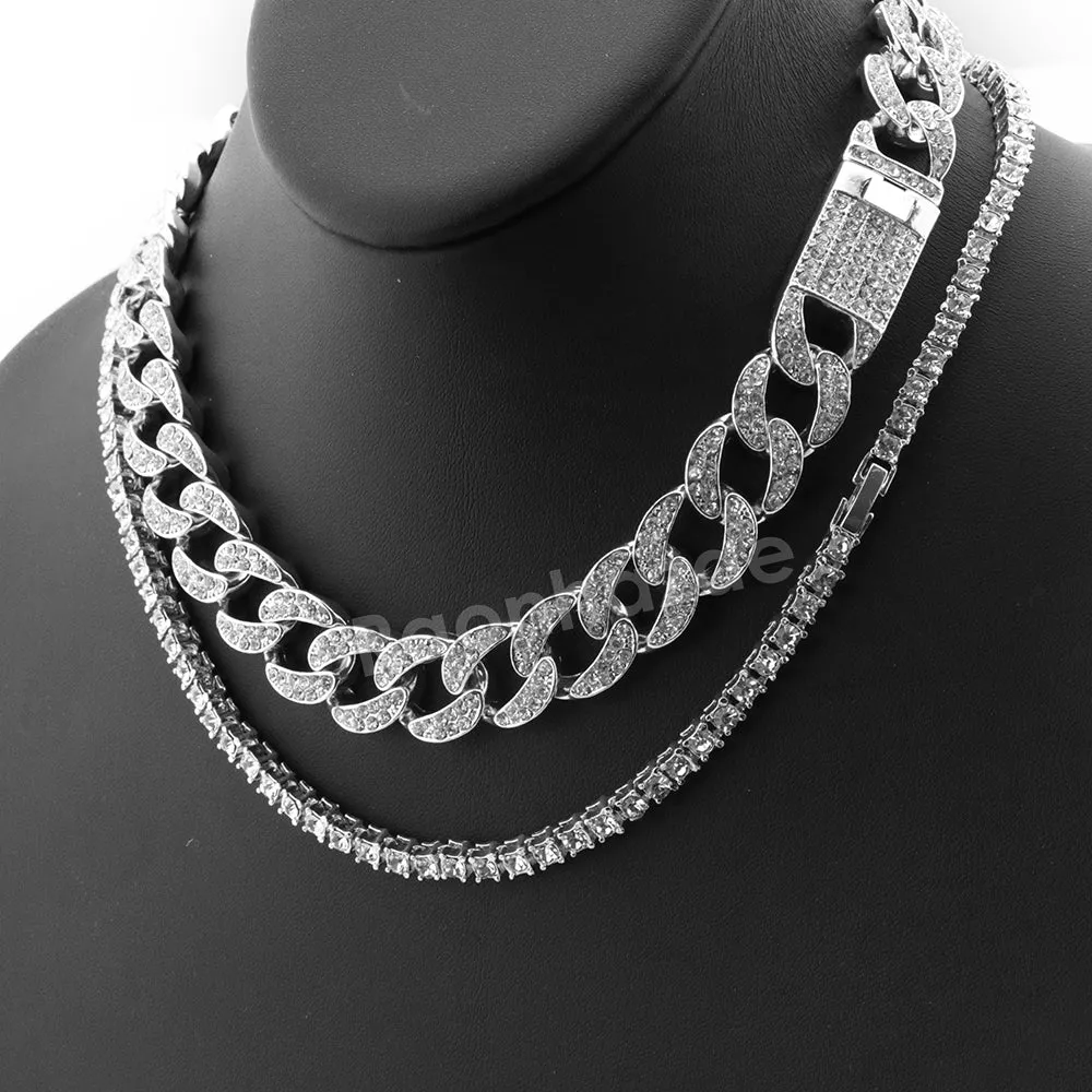 Hip Hop Quavo Shining Cross Miami Cuban Choker Chain Necklace L49