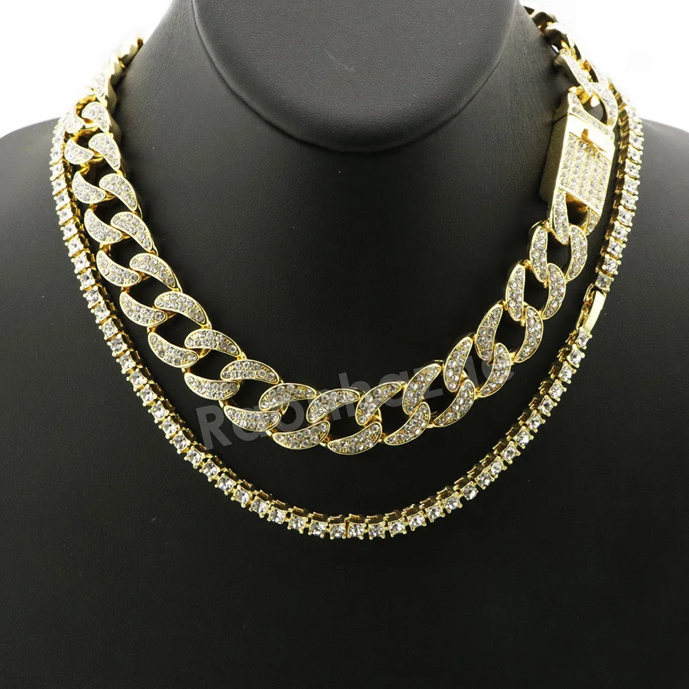 Hip Hop Quavo Shining Cross Miami Cuban Choker Chain Necklace L49