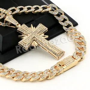 Hip Hop Quavo Shining Cross Miami Cuban Choker Chain Necklace L49