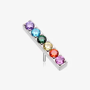 Implant Grade Titanium OneFit Threadless Rainbow Multi-Gem Sparkle Bar Top Part