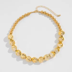 Irregular Gold Silver Tone Beaded Chain Necklace Bracelet