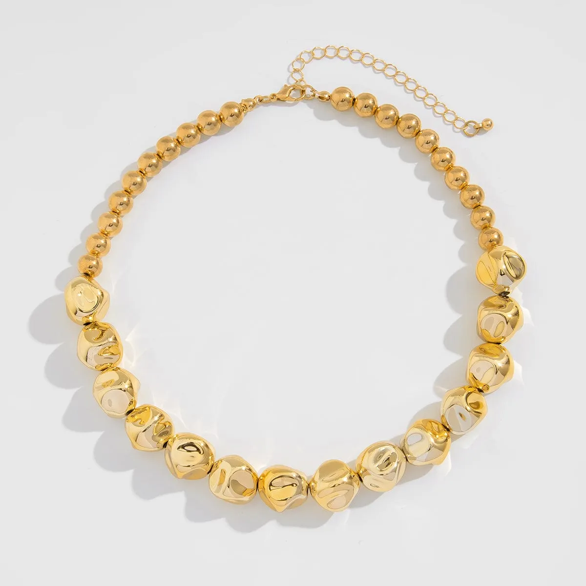 Irregular Gold Silver Tone Beaded Chain Necklace Bracelet