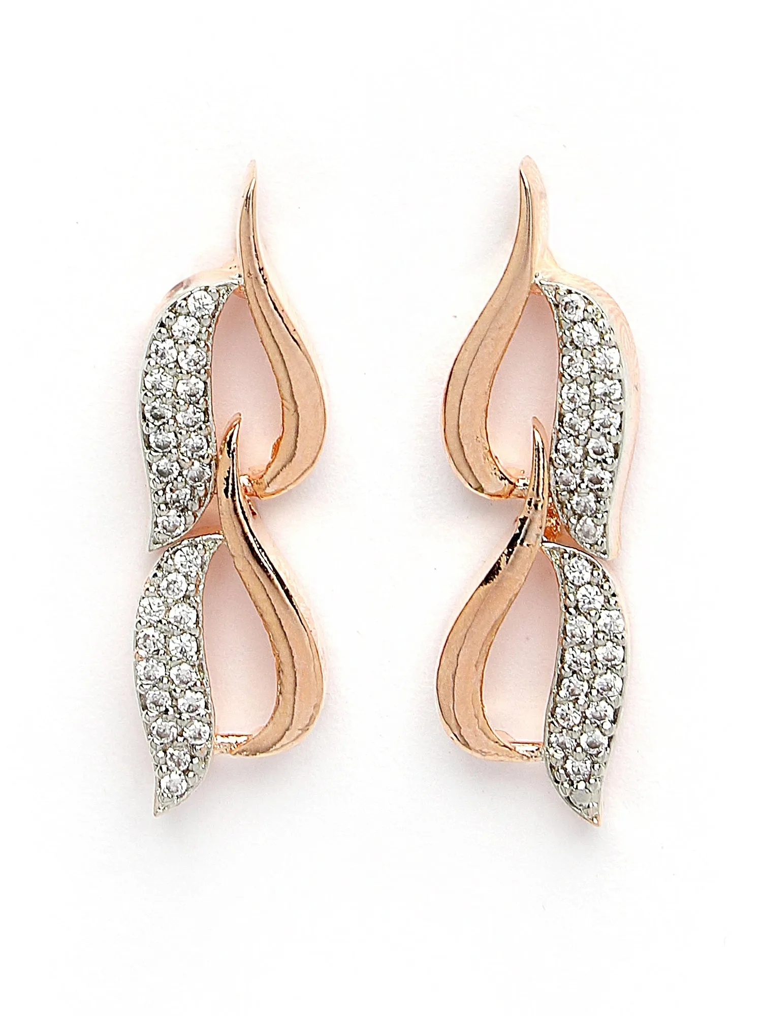 Karatcart Lightweight Rose Gold Necklace Set with Sparkling Cubic Zirconia and Sleek Rhodium Finish