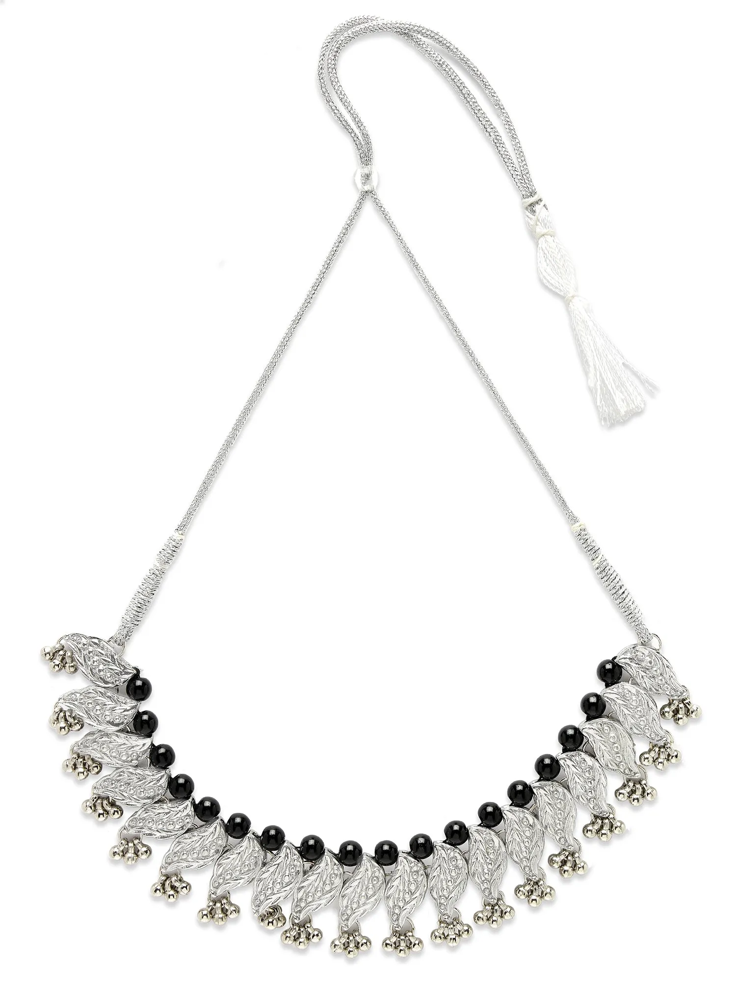 KARATCART Oxidised Silver Kundan Classic Silver Jewellery Set for Women